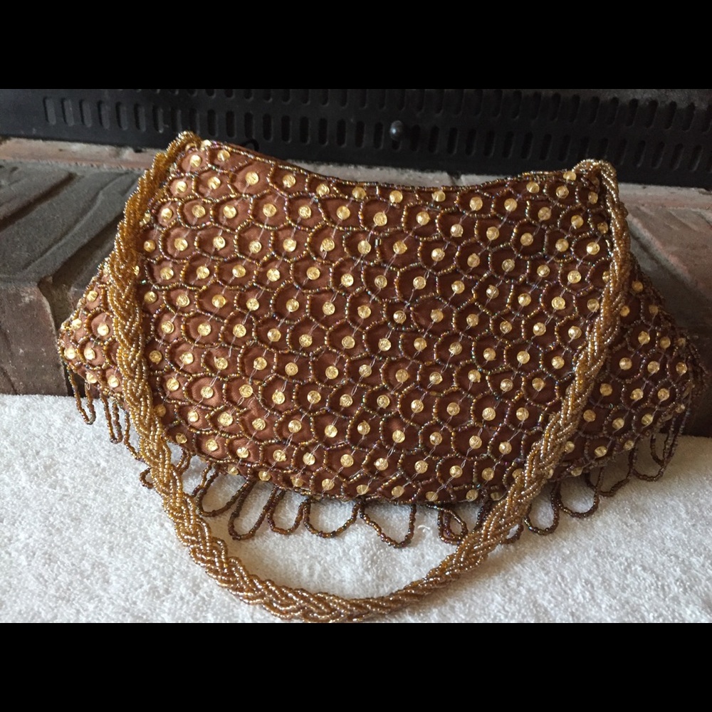 M2K Beaded/sequined clutch purse with strap